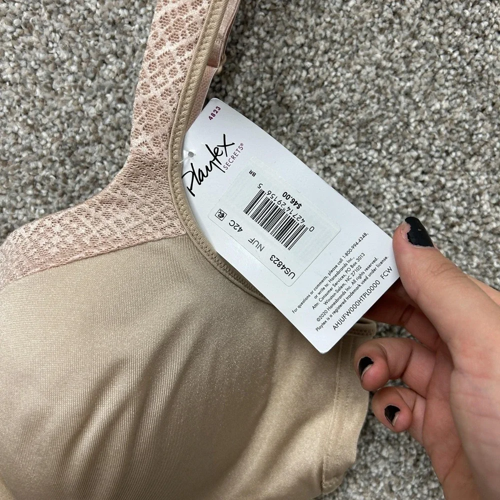 Playtex Secrets T-Shirt Bra Womens 42C Beige Underwire Lined Comfort Straps